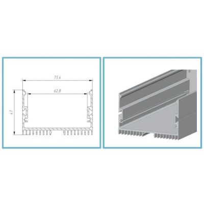 Aluminum profile LS70 LP (in slats of 2m)