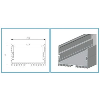 Профиль алюминиевый ЛС70 LP (в ламелях по 2м)