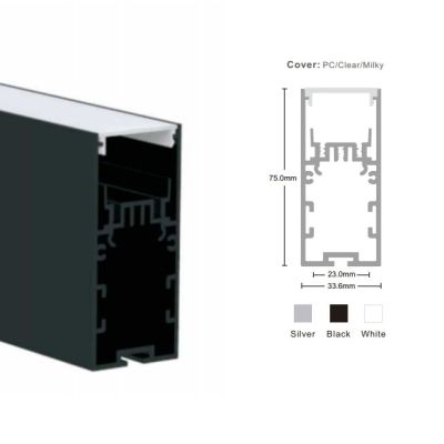 Aluminum profile SVL_LP-SPL101A -1m. (in slats of 3m) (75x34mm) non-anodized.